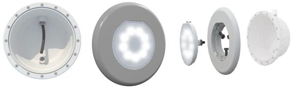 Farbausgabe mit hellgrauer(RAL 7004) LED-Flexlampe, weißes Licht, 1485 lm, 16 W, 12 V